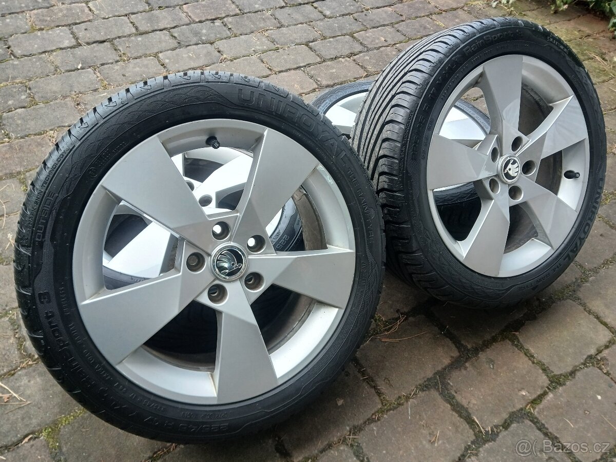 ALU kola,sada,ŠKODA DENOM,originál,225/45 R17,5x112,TOP