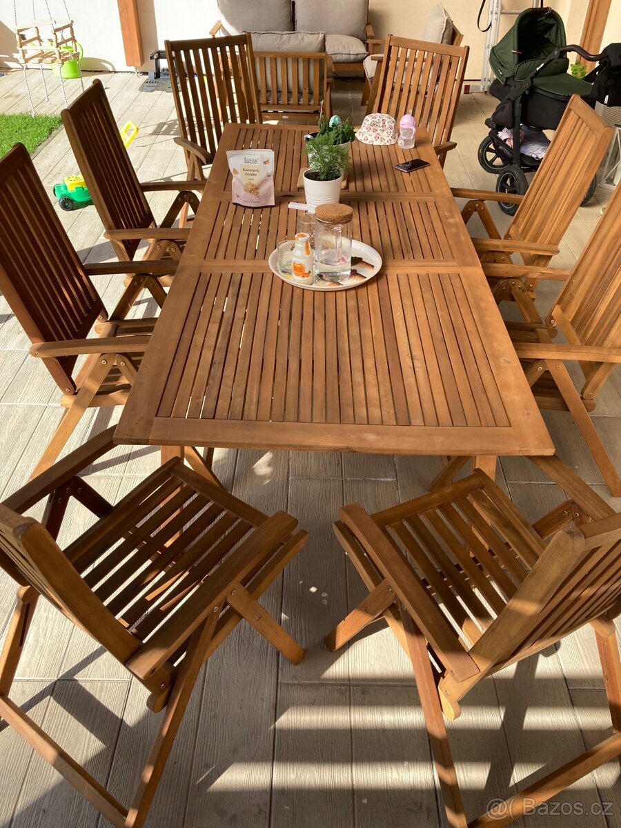 SET zahradní židle a stůl rozkládací, akácie