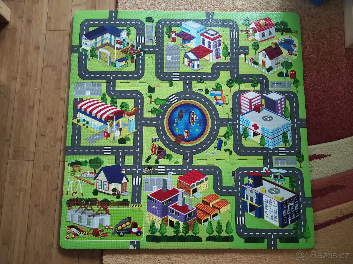 Pěnový koberec SUN TA TOYS město 9 dílků puzzle