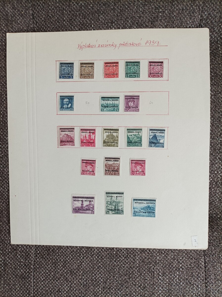 Sbírka známek "Protektorát Čechy a Morava 1938-45"