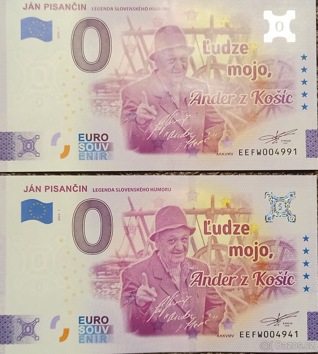 0 Euro Souvenir JÁN PISANČIN datum narození a 50 let výročí