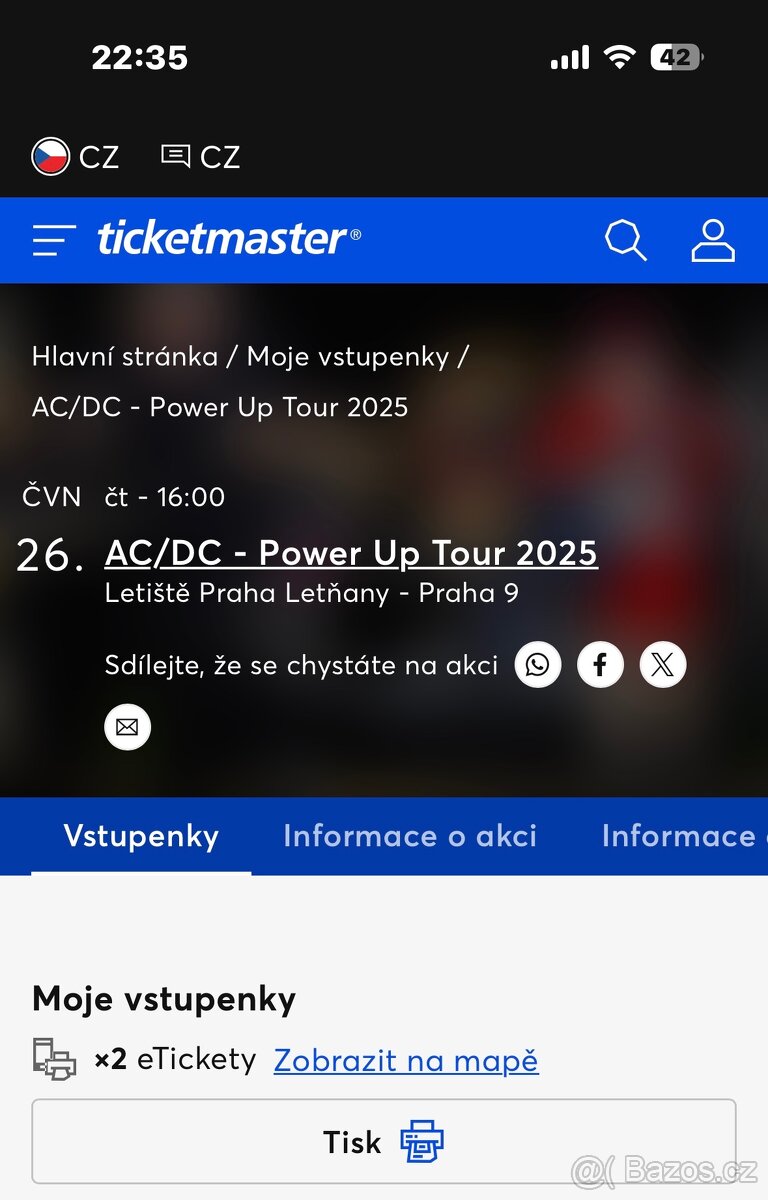 AC/DC Praha 26.6., 2x tribuna C, platinum