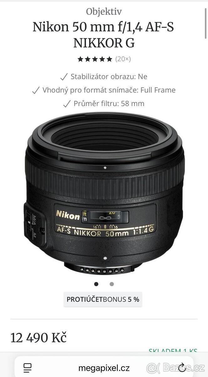 Nikon 50 mm f/1,4 AF-S NIKKOR G