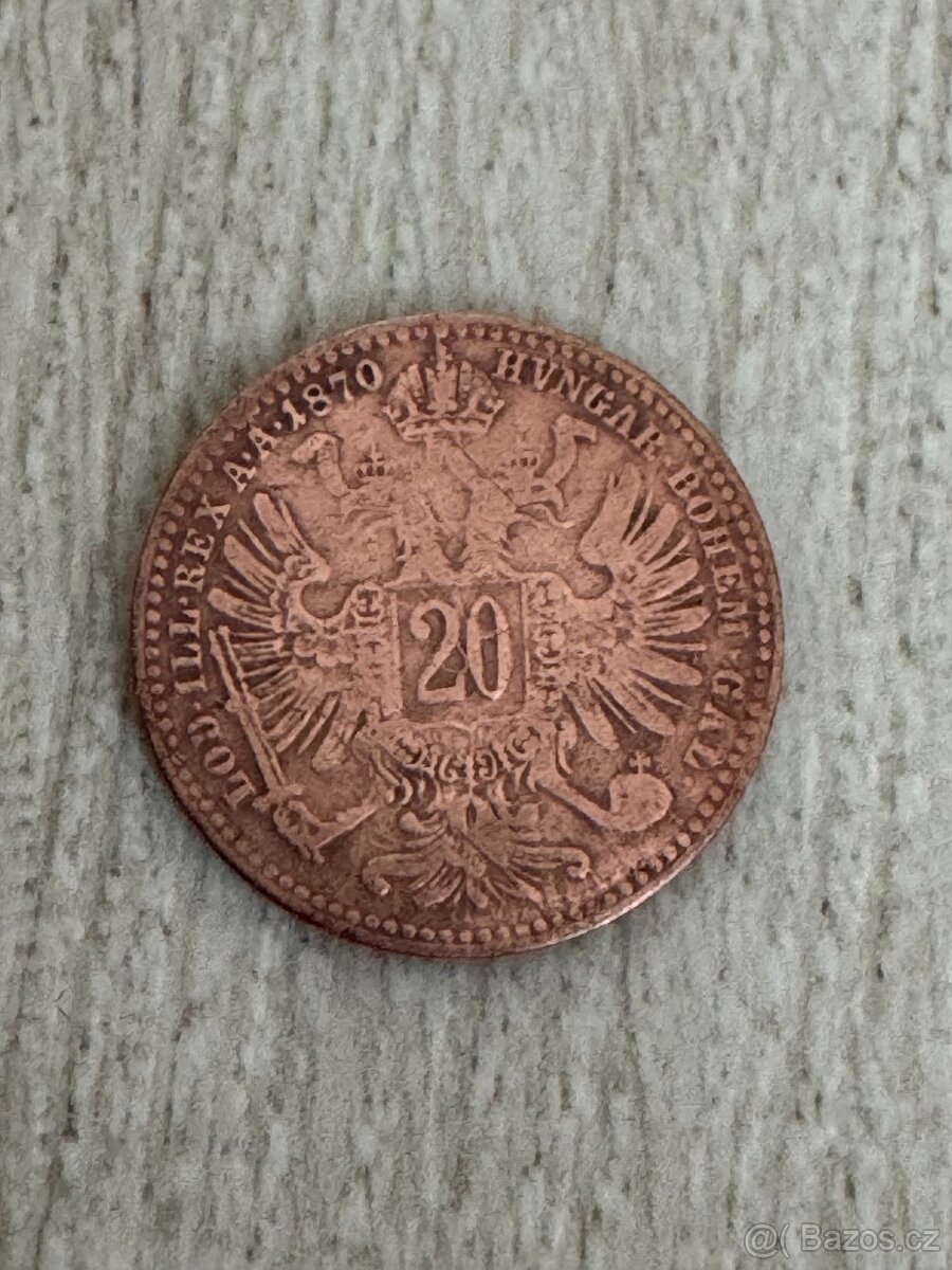 Mince 20 krejcar 1870