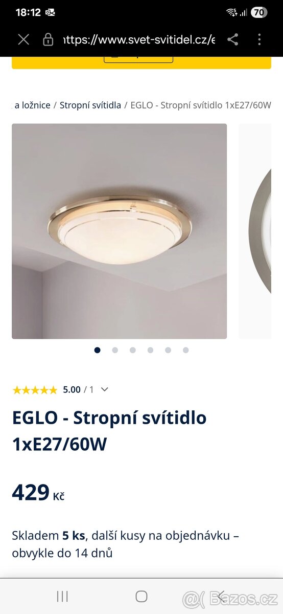 2 stropni svetla PC 429 Kc/kus