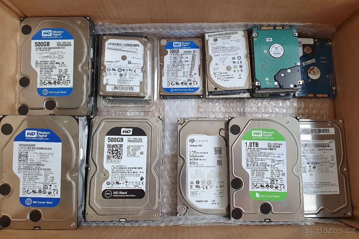 22kusů HDD do PC a Notebooku bez vadných sektorů.