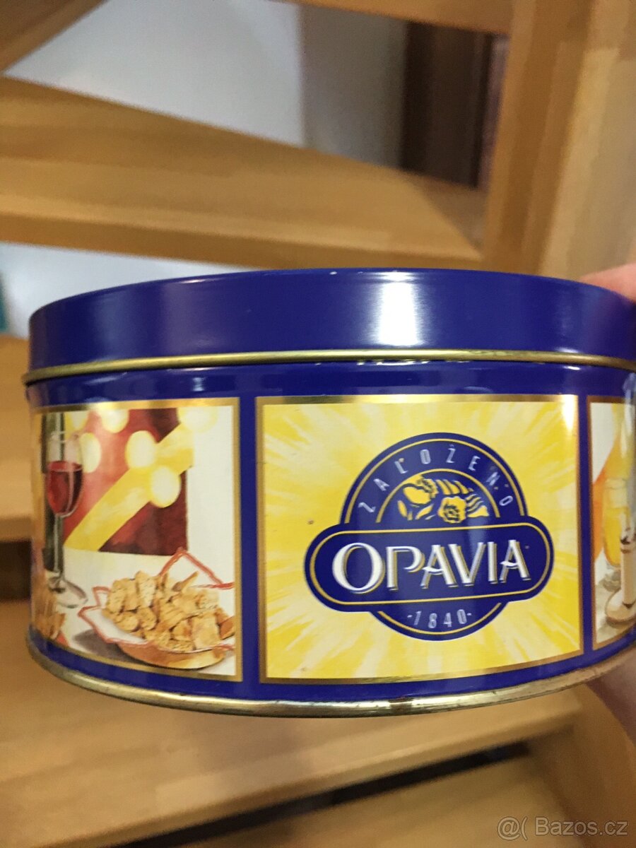 Plechovka reklamní Opavia, starší,