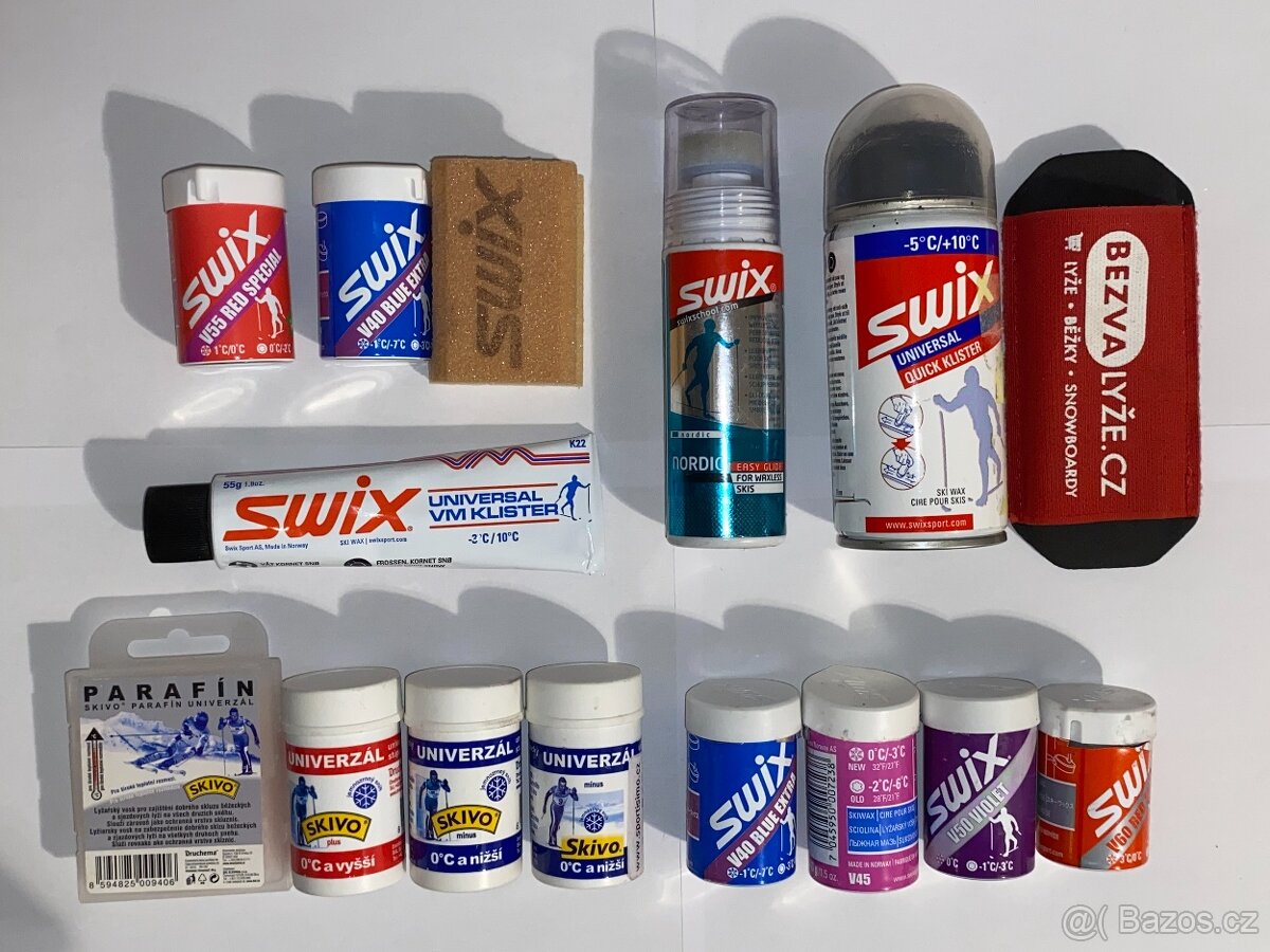 Sada vosků. Převážně SWIX. Pův. cena sady byla cca 2500 Kč.
