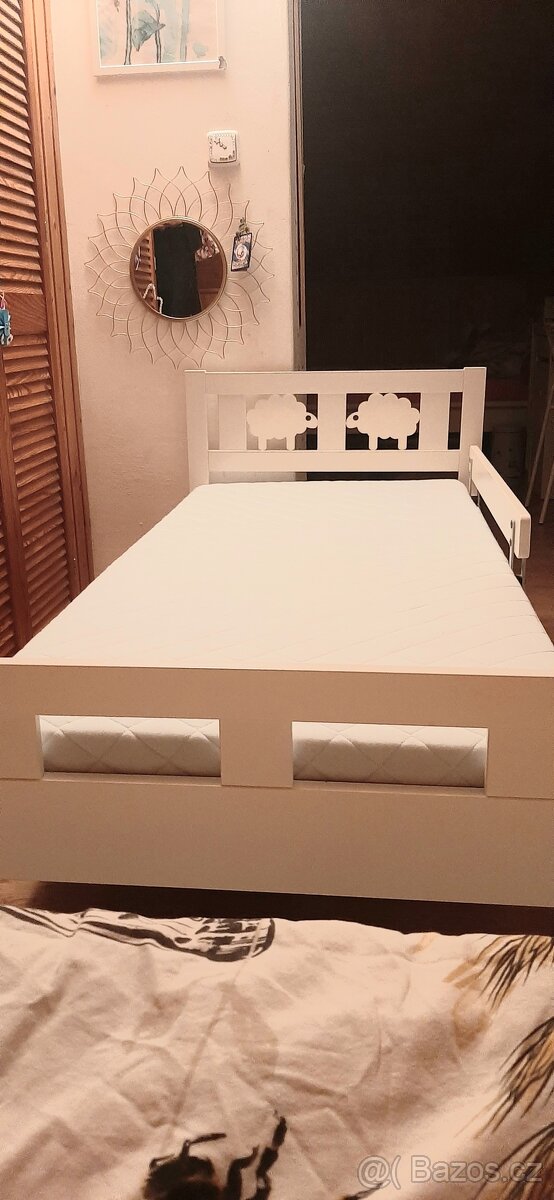 Postel pro deti Ikea Kritter 70×160 bila + matrace vyssa