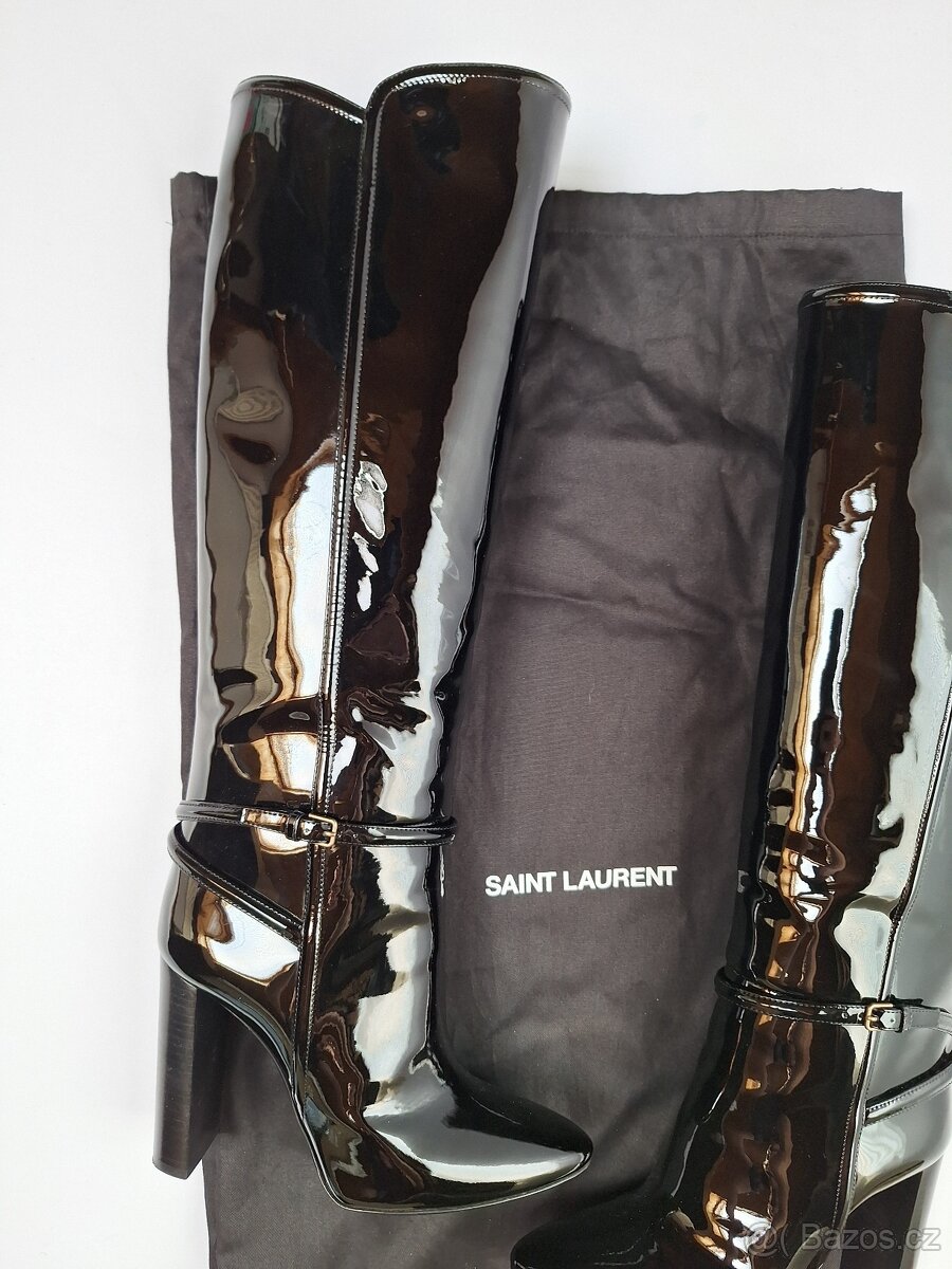 Saint Laurent lakované kozačky 37