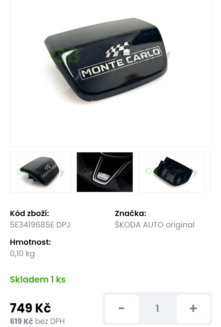 Plaketa do volantu škoda