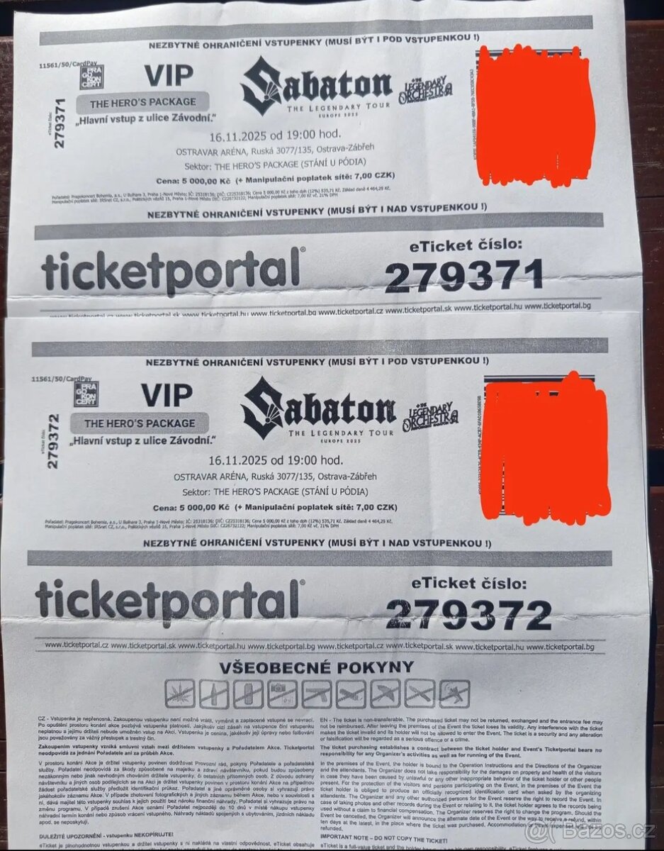 Sabaton 2x VIP