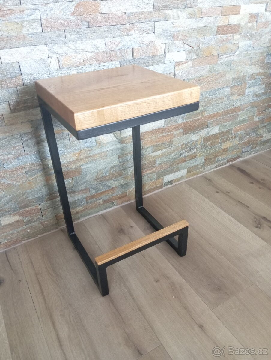 Barová židle dub/kov