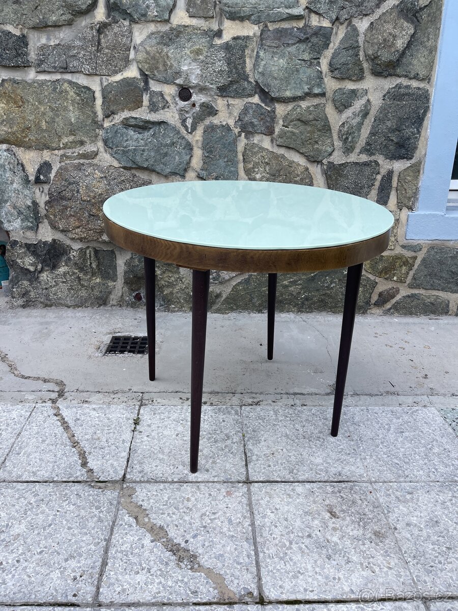 Retro stolek s původním sklem