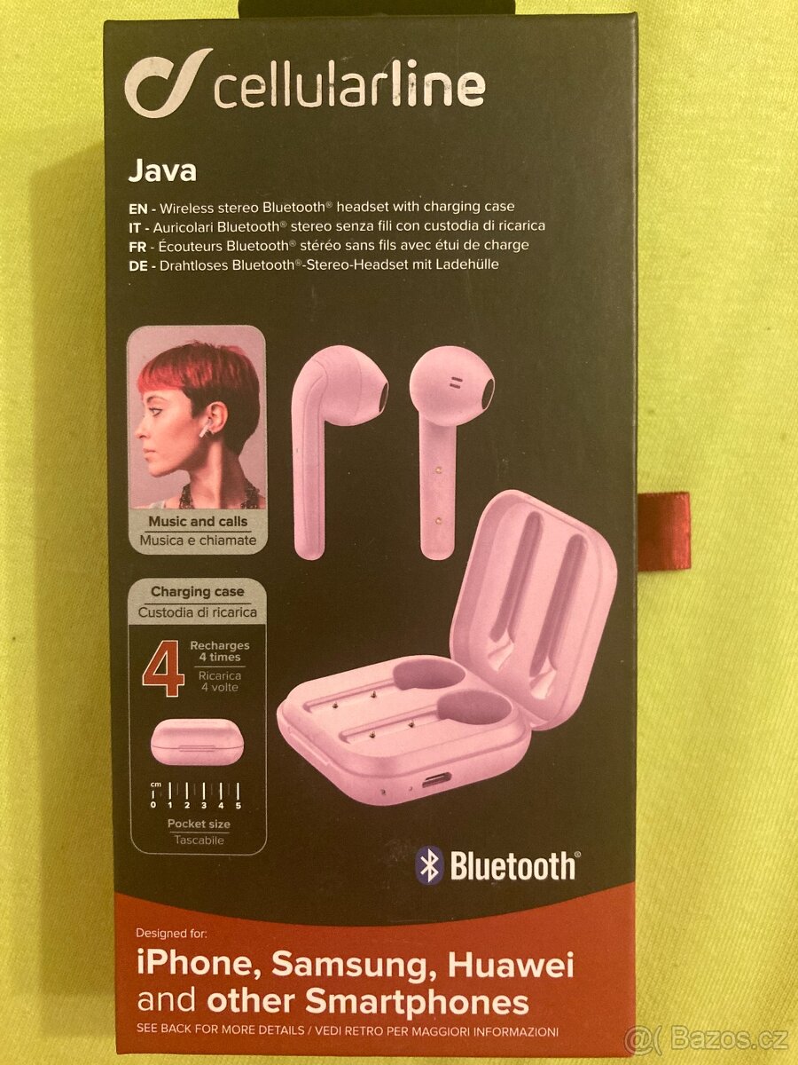 Bezdrátová sluchátka Java cellularline růžová