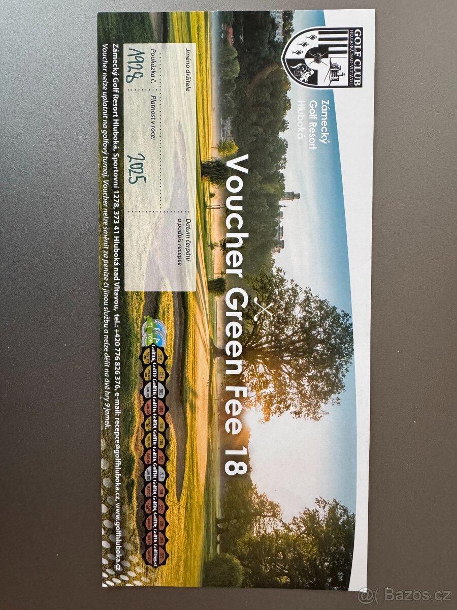 Voucher Green Fee 18 Hluboká