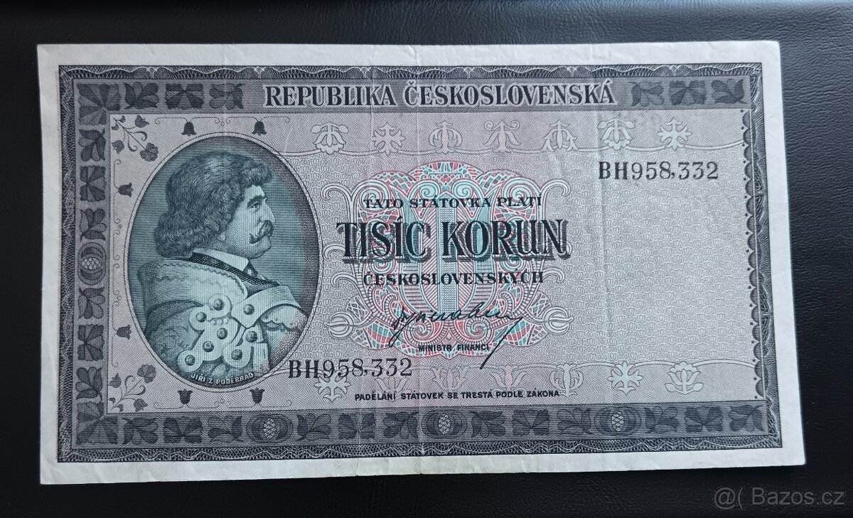 1000 Kčs bez data (1945) Neperforovaná