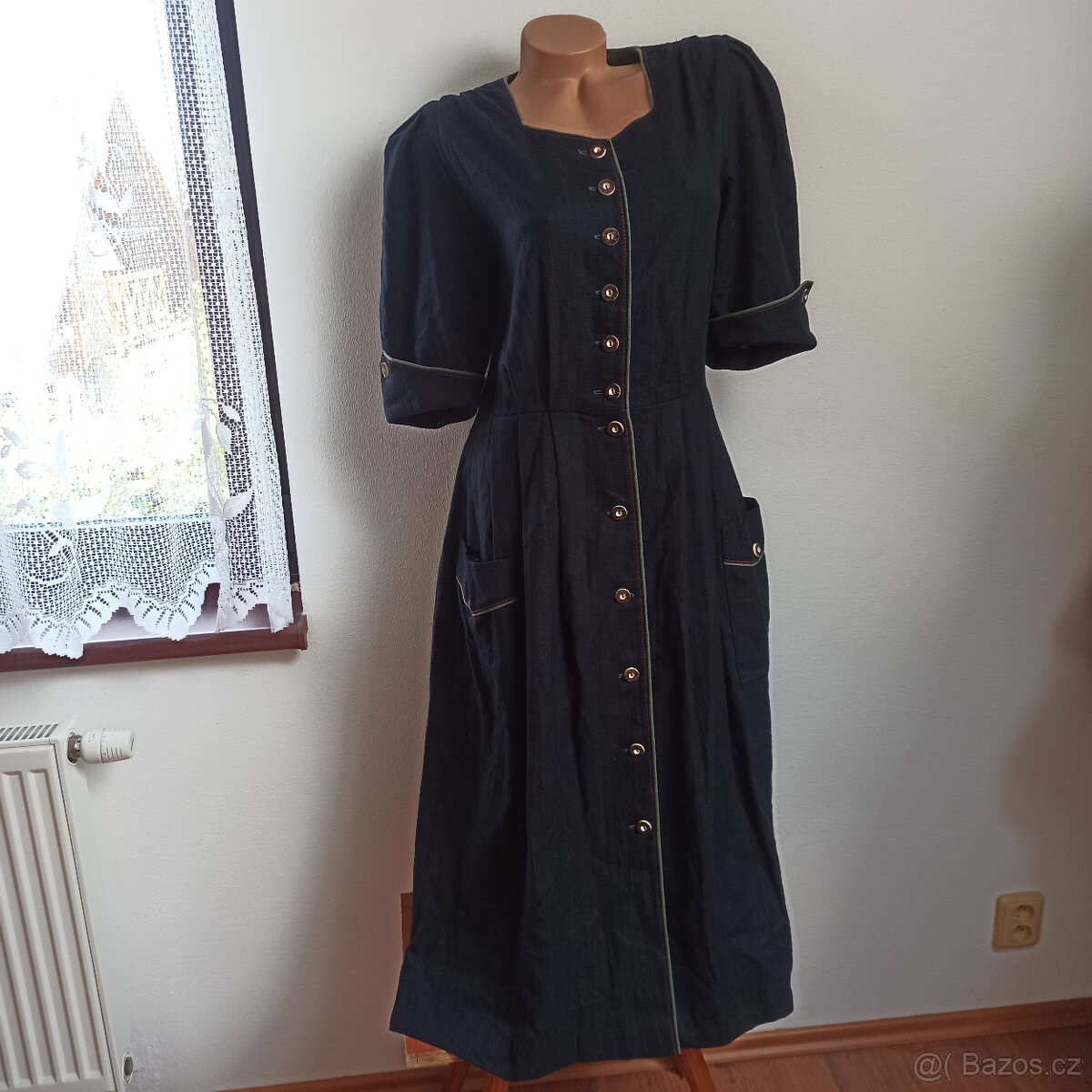 dámské bavorské lněné šaty 44 - 46 TOP STAV