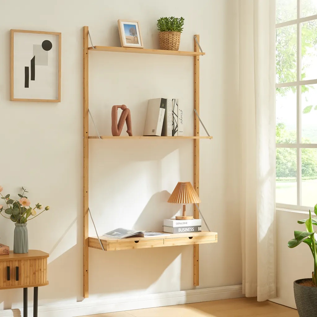 Nástěnná police / stůl "Tingvoll" 176x85x32 cm Bambus