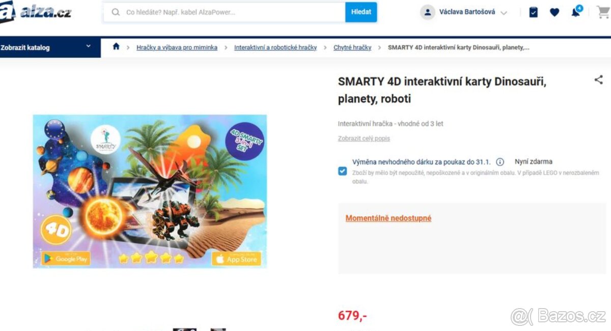 SMARTY 4D interaktivní karty Dinosauři, planety, roboti