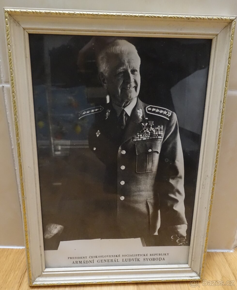 Starý dobový portrét Ludvíka Svobody – prezident ČSSR