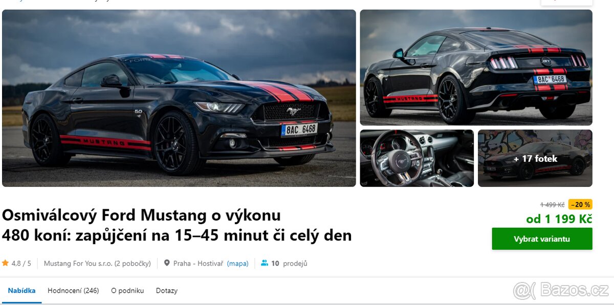 Voucher na Ford Mustang na 24 hod