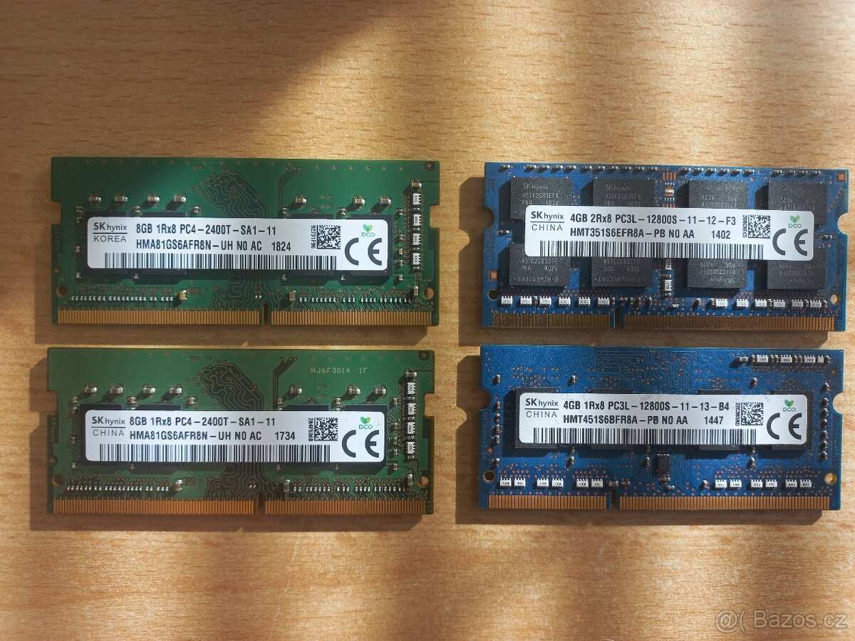 Paměti RAM do notebooku 2x 8 GB DDR4 + 2x 4GB DDR3