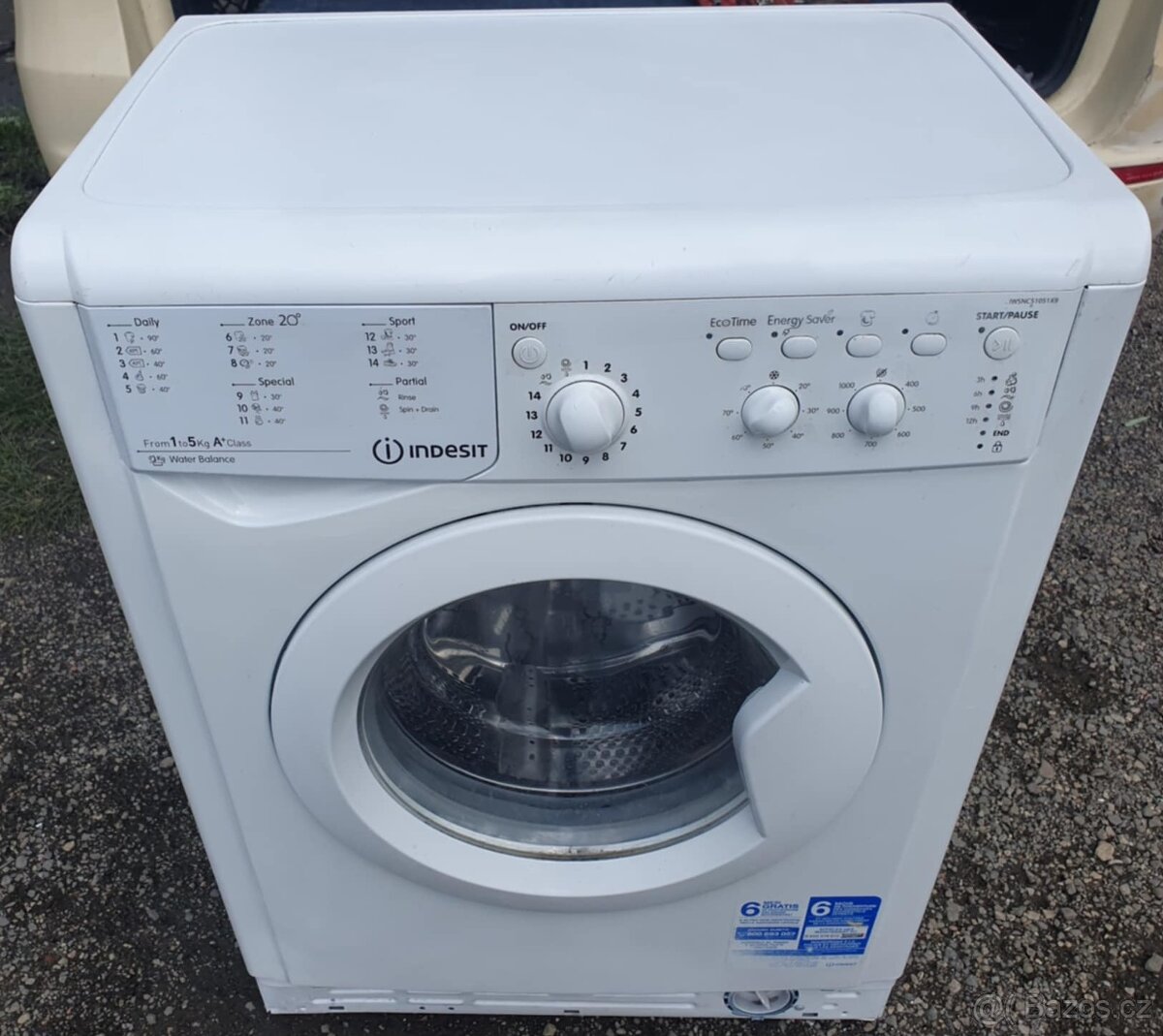 PRACKA INDESIT,BOCNI PLNENI,5KG,MODERNI,PLNE FUNKCNI