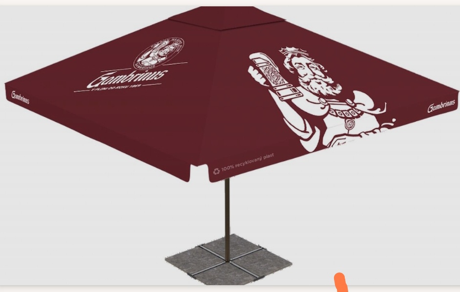 Hospodský slunečník Nový potah Gambrinus 3,5x3,5m originál