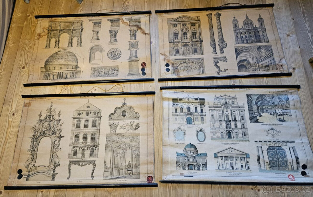 Staré školní plakáty architektura