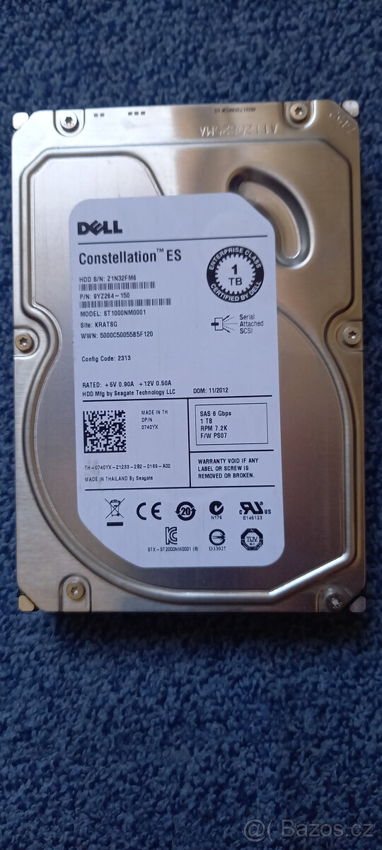 3,5 " HDD SAS 1TB (2ks) + mozno ramecek do serveru Dell