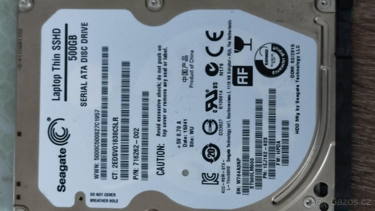 2,5" HDD SSHD 500GB (málo použité zdravé více ks)