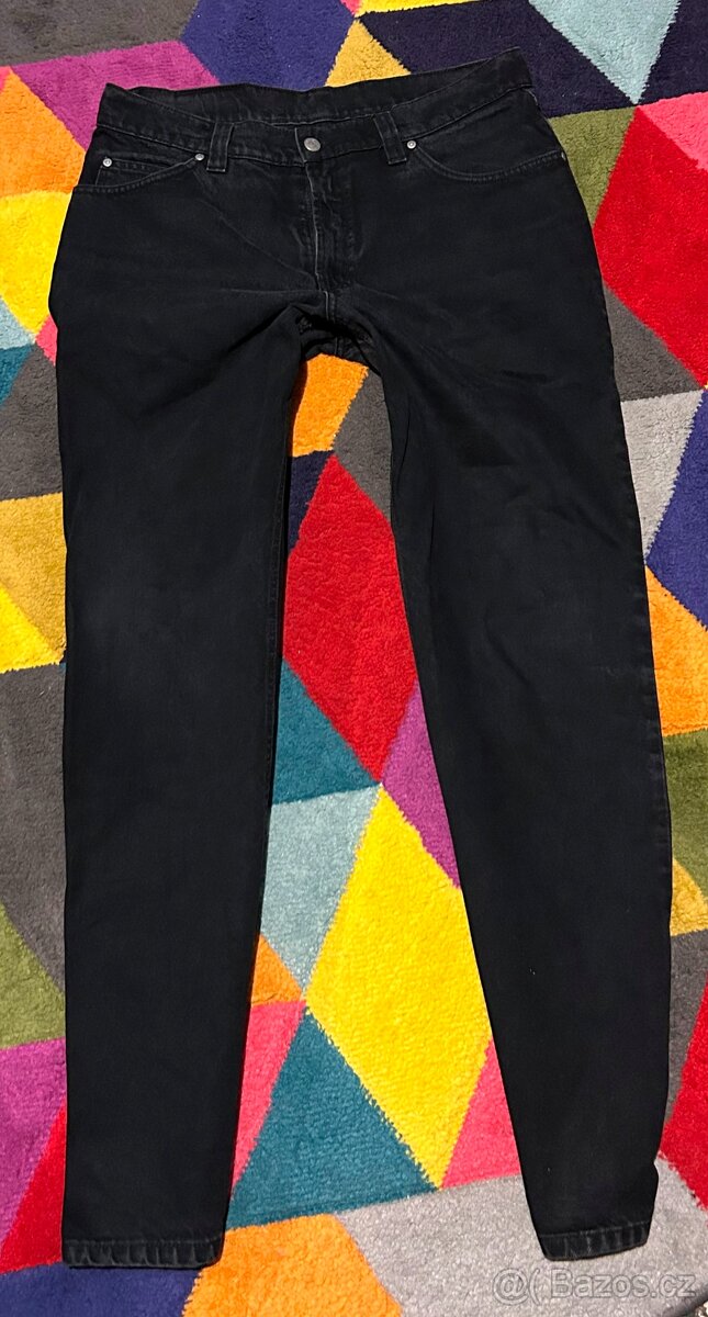 HIS PÁNSKÉ BLACK STYLOVÉ JEANS-RIFLE VEL W 35 L 32 (