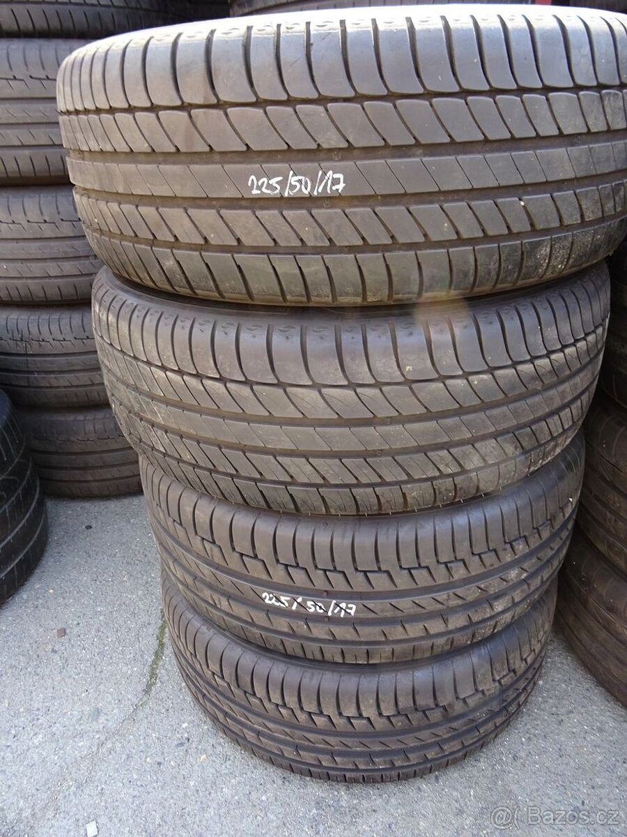 Letní pneu Continental a Michelin, 225/50/17, 4 ks, 6-7 mm
