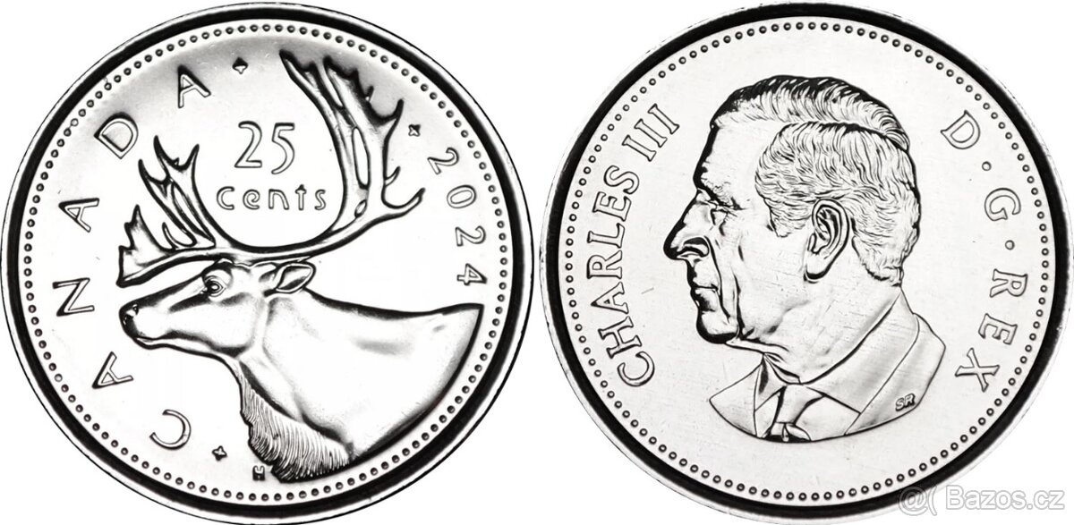 25 centů Kanada 2024 Karel III. Charles III.