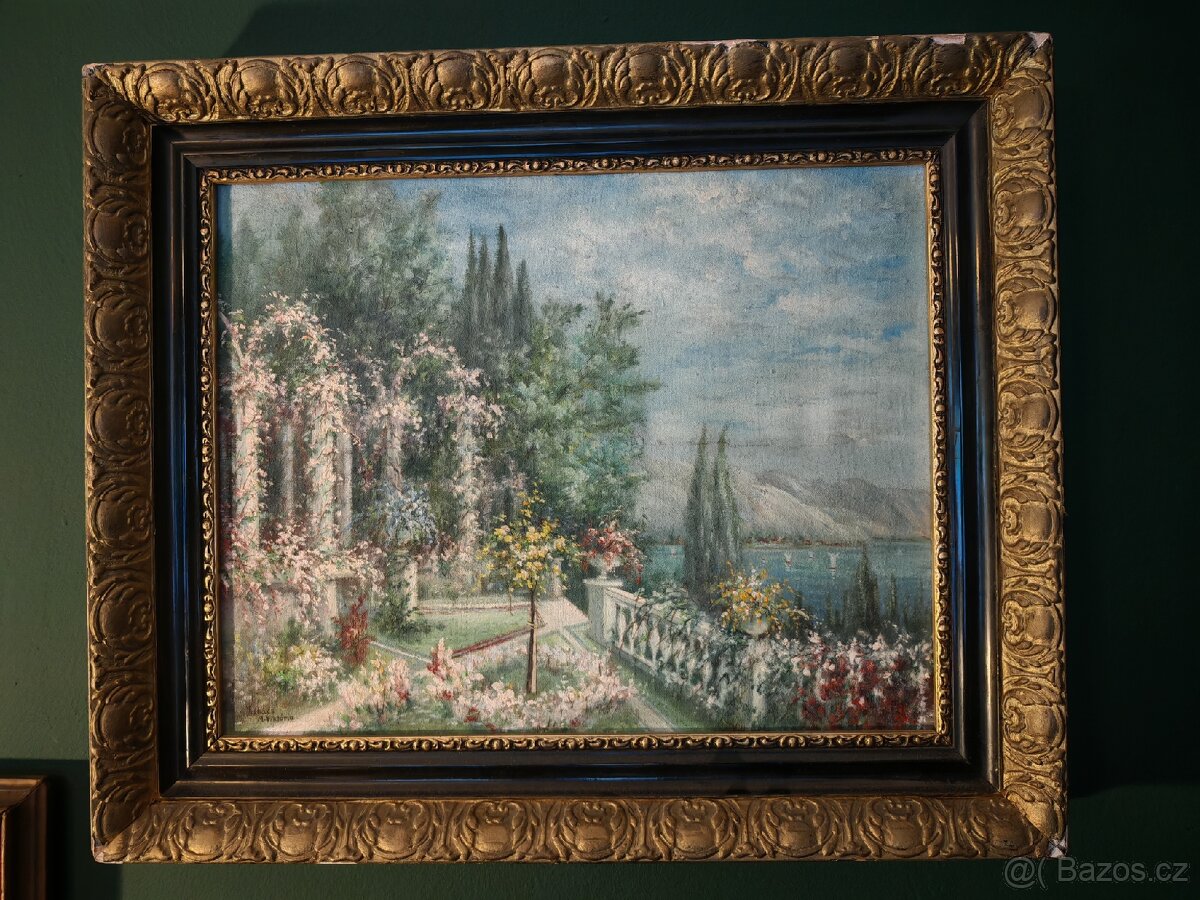 Obraz olej na plátně - Zahrada na pobřeží