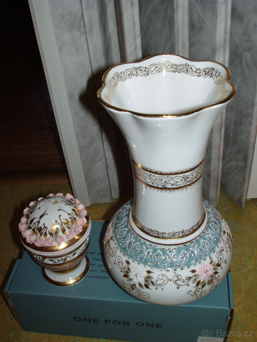 Starožitné vázy - 5 kusů váza, vázička, dozička, amforka