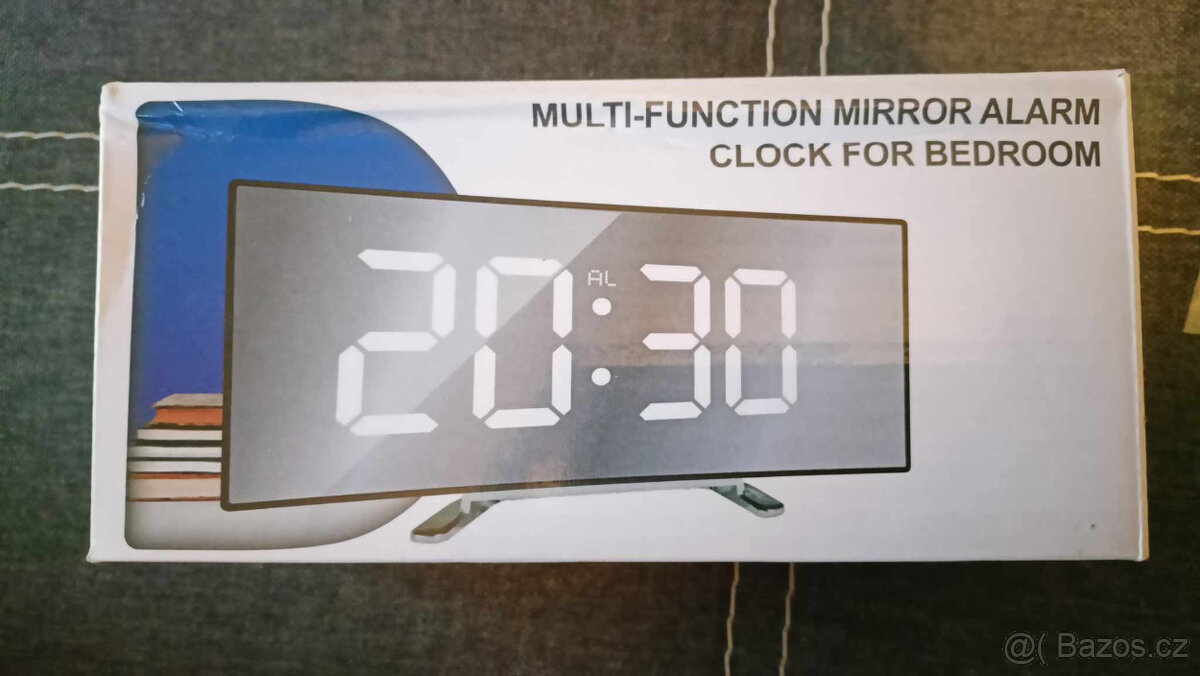 Budík Digitální zrcadlo LED s nastavitelným jasem Cestovní b