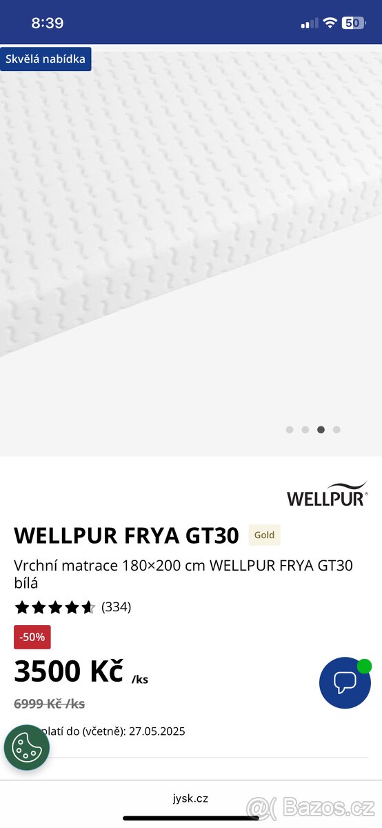 VRCHNÍ MATRACE WELLPUR