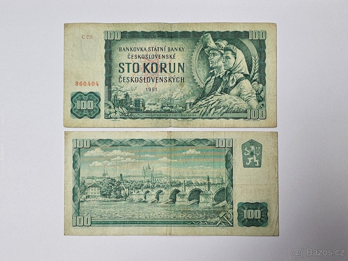 Československá bankovka 100 Kčs