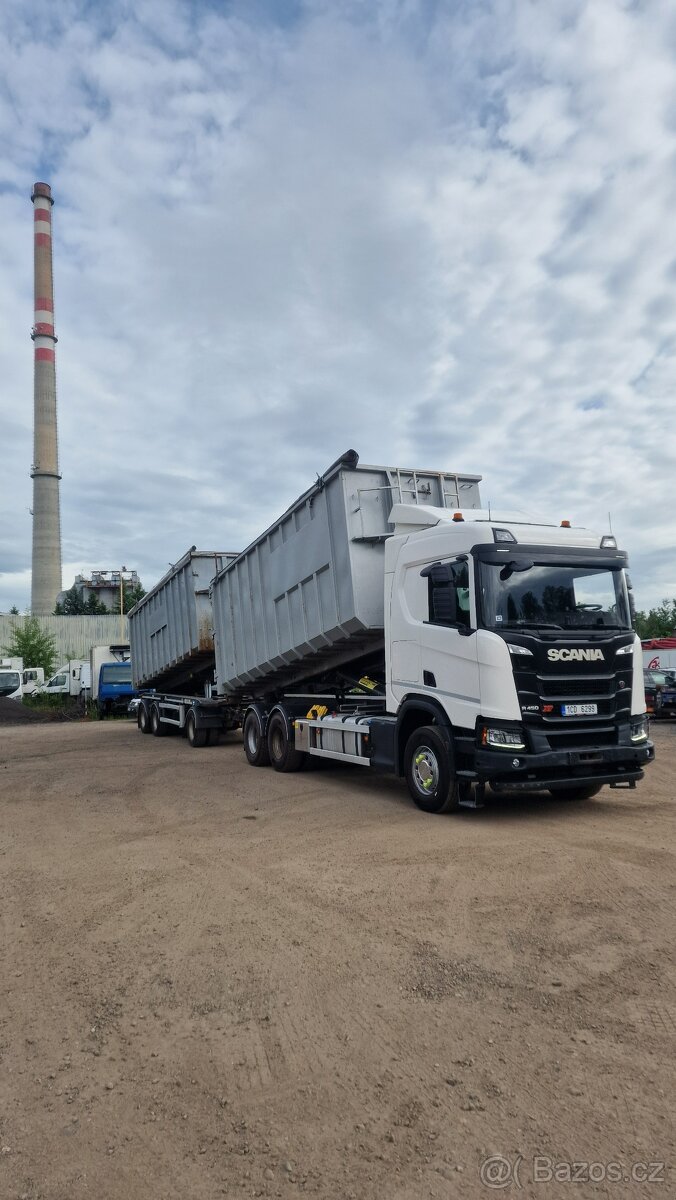 Scania R450 6x4 XT + Vlek Hüfferman / Nosič kontejnerů