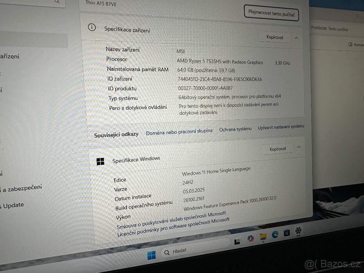 Herní MSI RTX 4050/64GB Ram/Ryzen5/