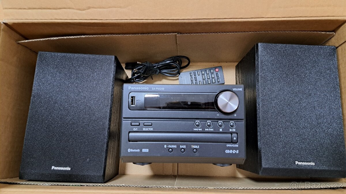 Věž Panasonic SC-PM250EG-K - jako nová, téměř nepoužitá