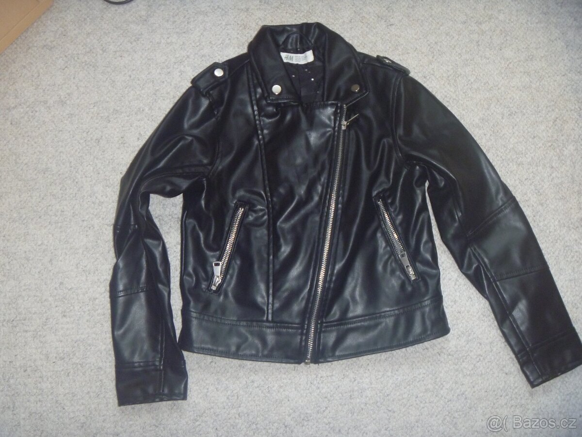 černá koženková bunda křivák zn. H&M vel. 134