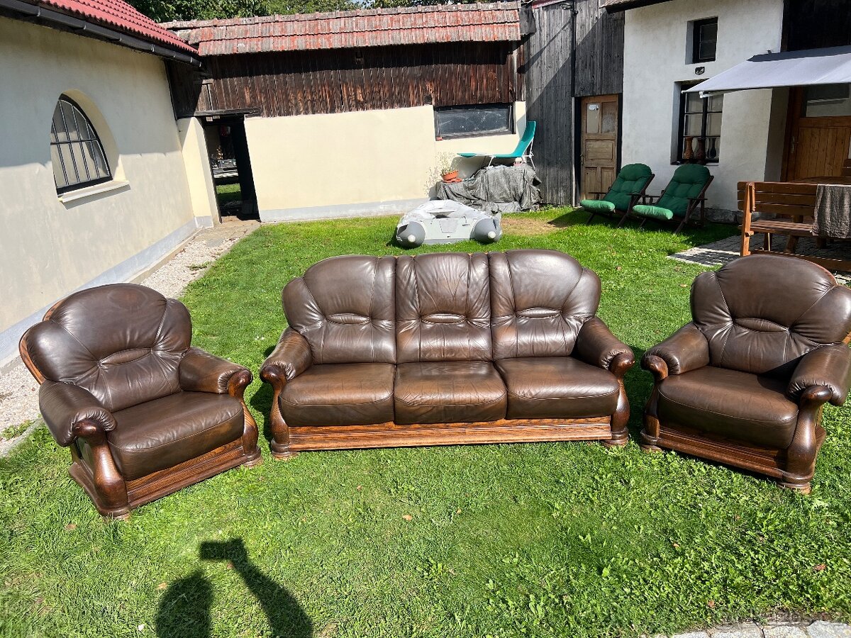Kožená sedací souprava 3+1+1