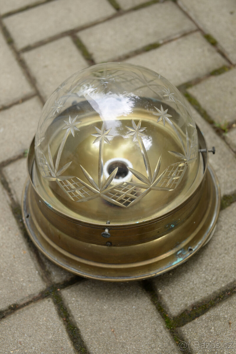 Retro lampa - mosaz, broušené sklo