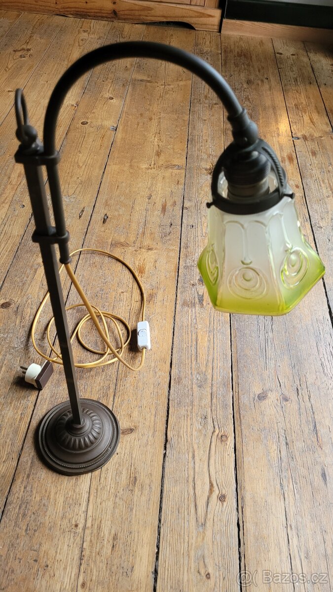 Lampa mosazná posuvná stolní starožitná funkční