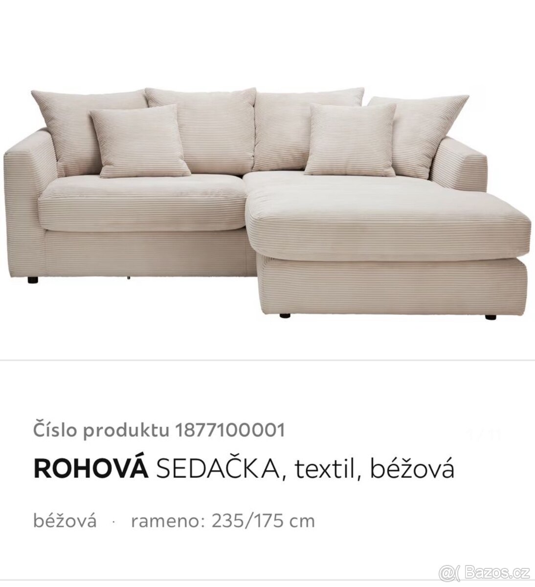 Rohová krémová sedačka