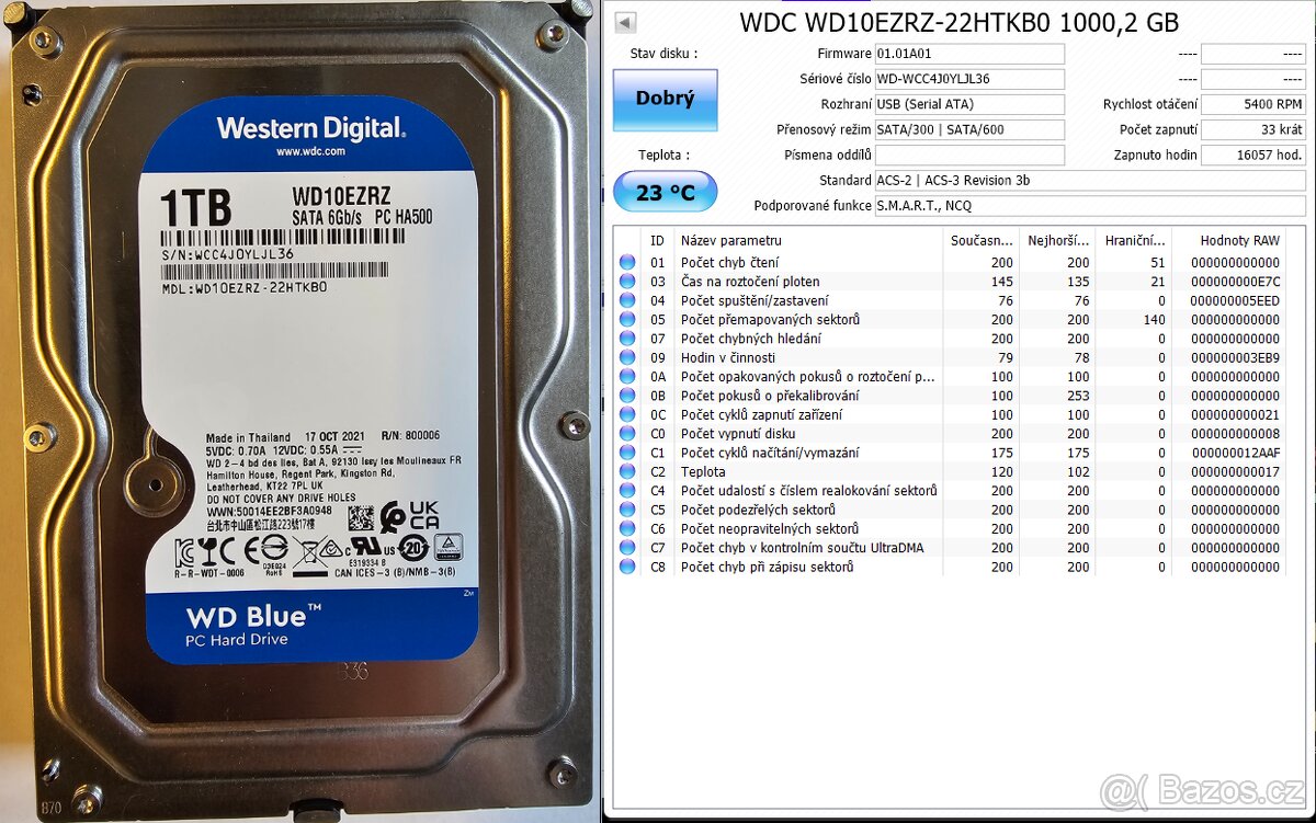 HDD WD Blue 1TB, WD10EZRZ