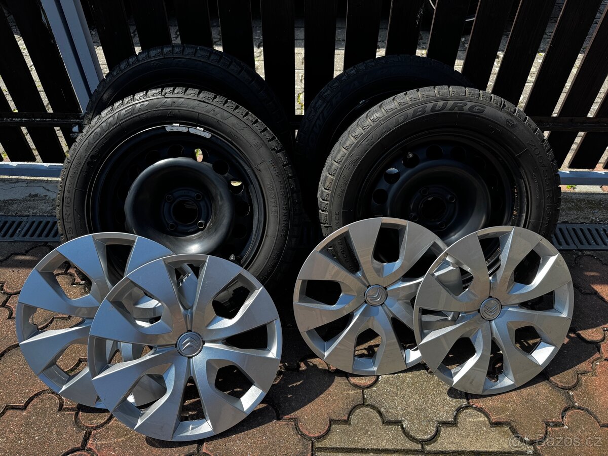 Zimní kola 195/65 R15 Citroën + poklice + šrouby